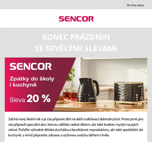 Sencor: Konec prázdnin se skvělými slevami – červenec 2026 | Nuslet.cz