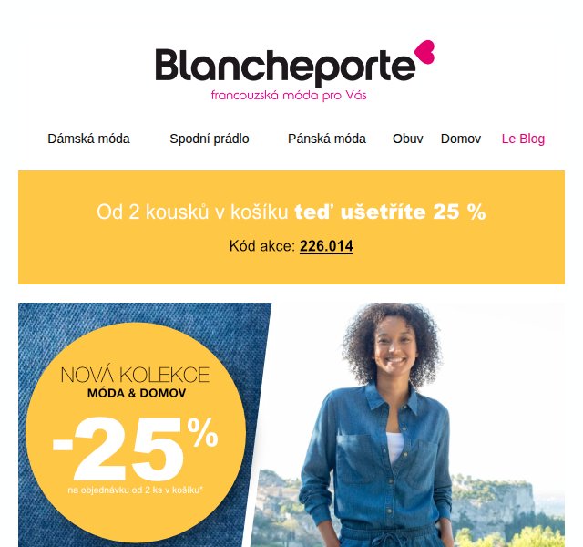 Blancheporte: -25 % na denim – duben 2026 | Nuslet.cz