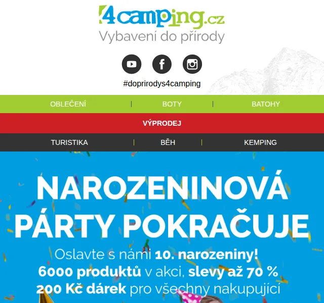 4camping.cz: Narozeninová akce s dárkem 200 Kč – červen 2026 | Nuslet.cz