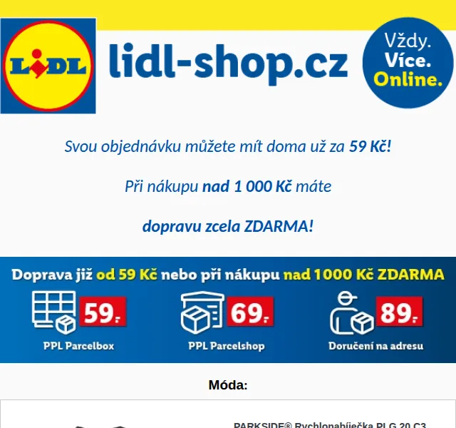 Lidl: Doprava zdarma od 1 000 Kč a slevy až 399 Kč – červen 2026 | Nuslet.cz