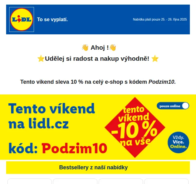 Lidl: Sleva 10 % na celý nákup – říjen 2025 | Nuslet.cz