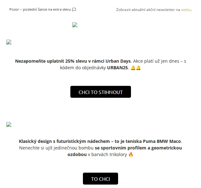 UrbanStore: Urban Days 25% sleva na Puma BMW a Adidas – červenec 2026 | Nuslet.cz