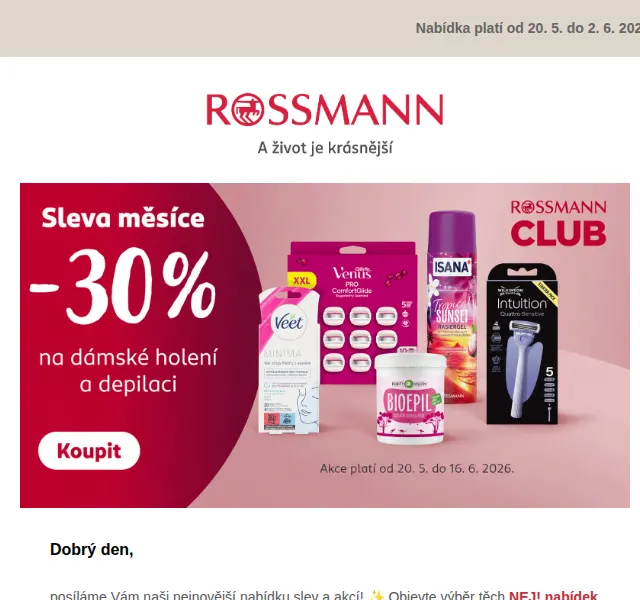 ROSSMANN: 40 % slevy NIVEA SUN, ASTRID SUN – květen 2026