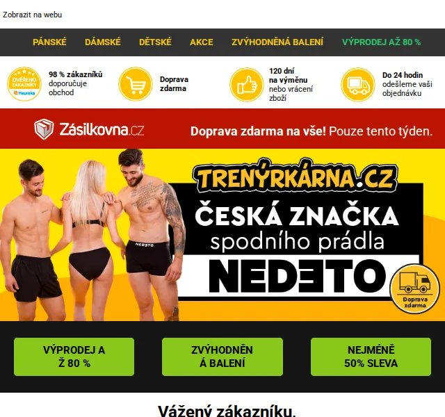 Lukáš z Trenýrkárna.cz: výprodej Nedeto až 80 % – červenec 2026 | Nuslet.cz