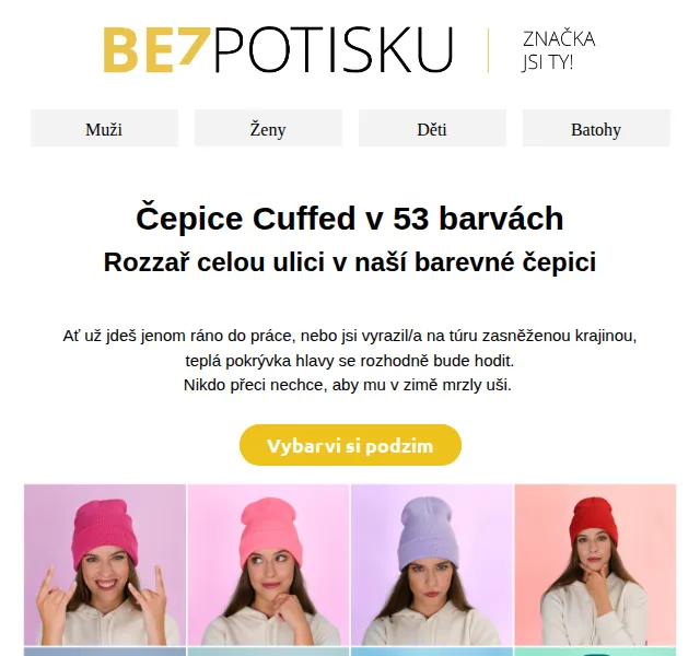 BezPotisku: Čepice Cuffed v 53 barvách – červen 2026 | Nuslet.cz