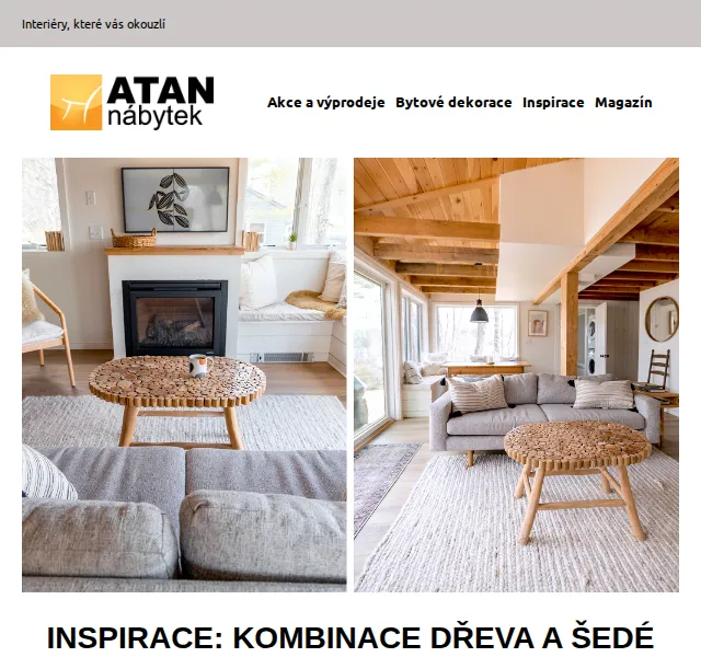 ATAN nábytek: kombinace dřeva a šedé – červenec 2026 | Nuslet.cz