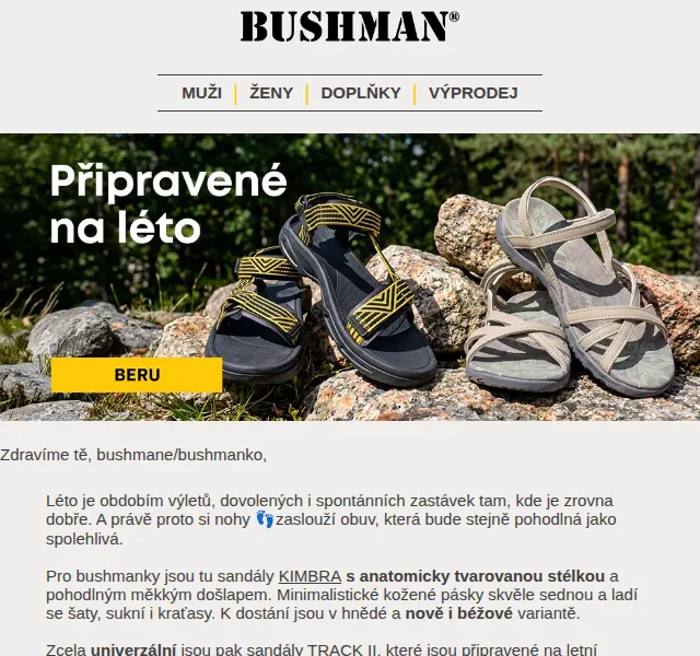 BUSHMAN: Letní sandály a obuv – červen 2026 | Nuslet.cz