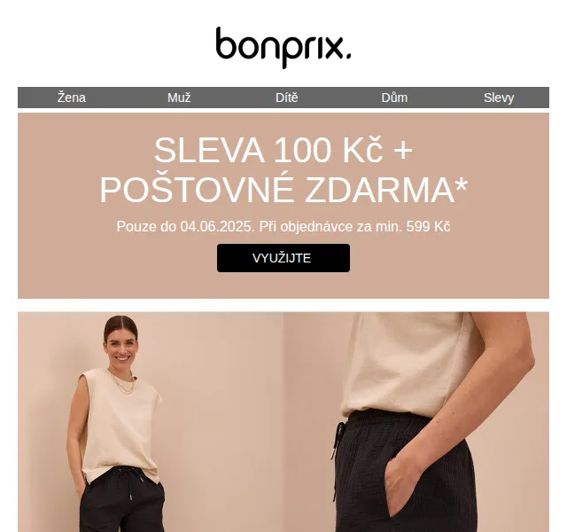 bonprix: Sleva 100 Kč + poštovné zdarma – červenec 2026 | Nuslet.cz