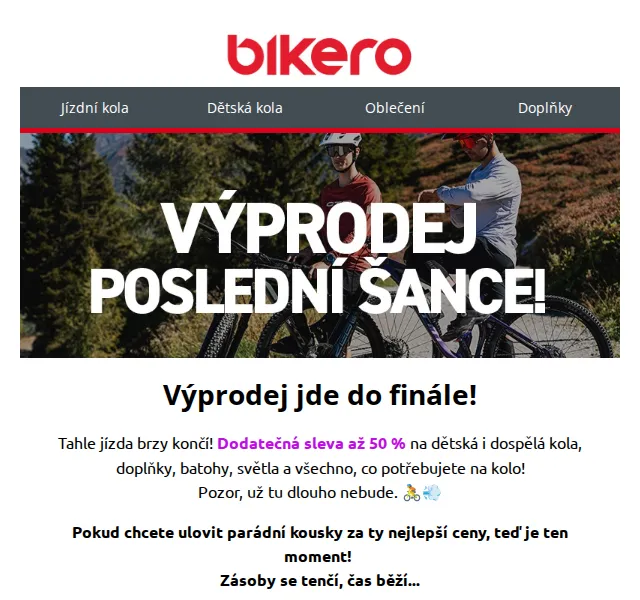 czbikero: Dodatečná sleva až 50 % na cyklistiku – červenec 2026 | Nuslet.cz