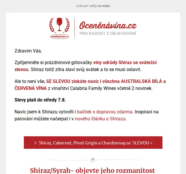 Vláďa z Oceněnávína.cz: Sleva na Shiraz a australská vína – srpen 2026 | Nuslet.cz