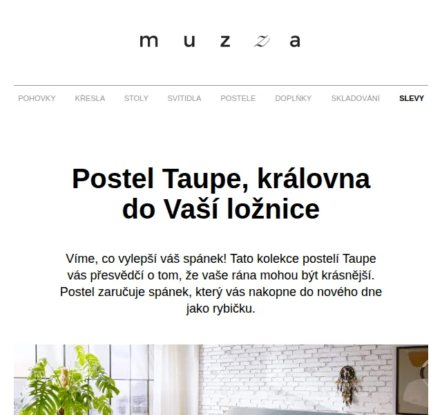 MUZZA: Postel Taupe – nová kolekce červen 2026 | Nuslet.cz
