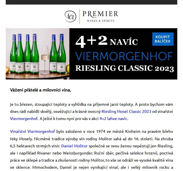 Premier Wines & Spirits: Riesling Mosel Classic 4+2 zdarma – červenec 2026 | Nuslet.cz