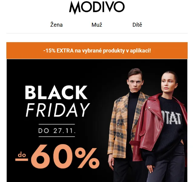 Modivo: extra -15% v aplikaci až do -60% – červen 2026 | Nuslet.cz