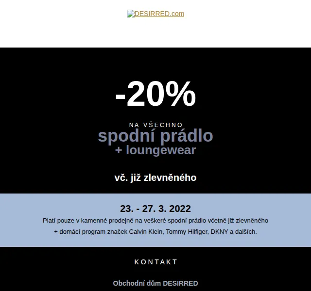 DESIRRED: -20 % na spodní prádlo Calvin Klein, Tommy Hilfiger – březen 2026 | Nuslet.cz