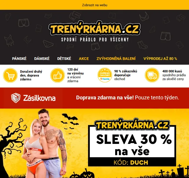 Lukáš z Trenýrkárna.cz: Halloweenská sleva 30 % na vše – červen 2026 | Nuslet.cz