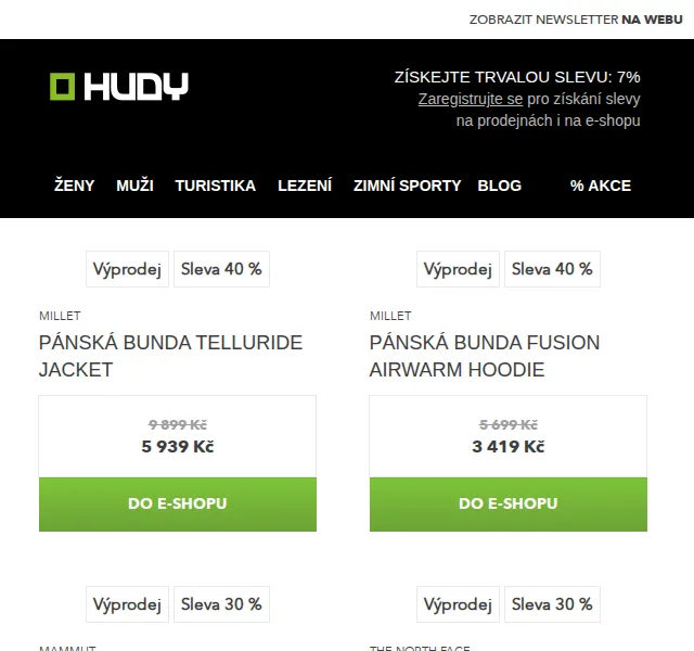 Hudy: MAMMUT a The North Face bundy až -40 % – červen 2026 | Nuslet.cz