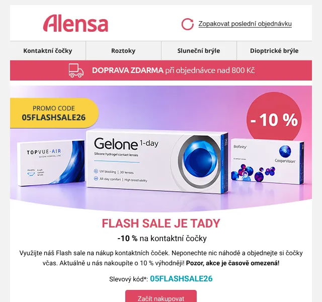 Alensa: -10 % na kontaktní čočky – květen 2026 | Nuslet.cz