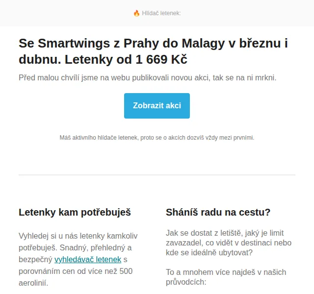Cestujlevne.com: Praha – Malaga od 1 669 Kč (březen–duben 2026) | Nuslet.cz