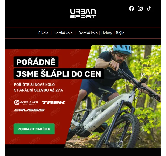 urban-sport.cz: Slevy na kola až 27 % a helmy až 35 % – červen 2026 | Nuslet.cz