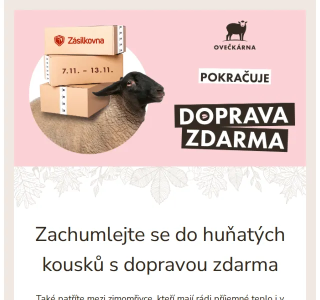 Ovečkárna: doprava zdarma při nákupu nad 499 Kč – červen 2026 | Nuslet.cz