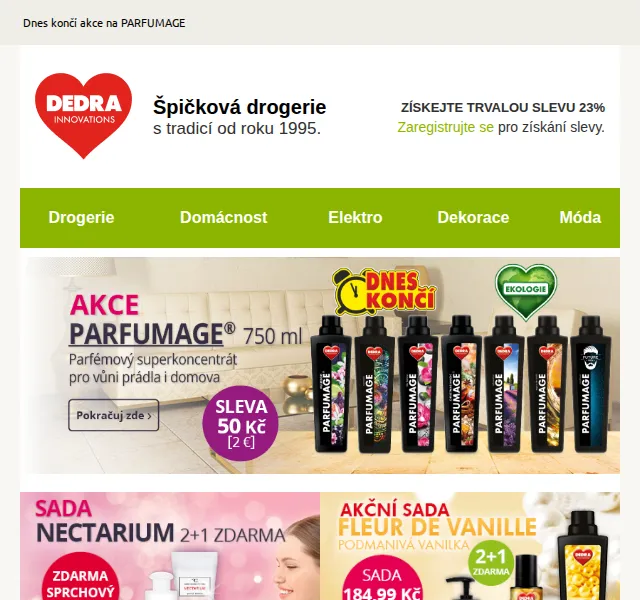 Novinky DEDRA INNOVATIONS: sleva 23 % na parfémy – červen 2026 | Nuslet.cz