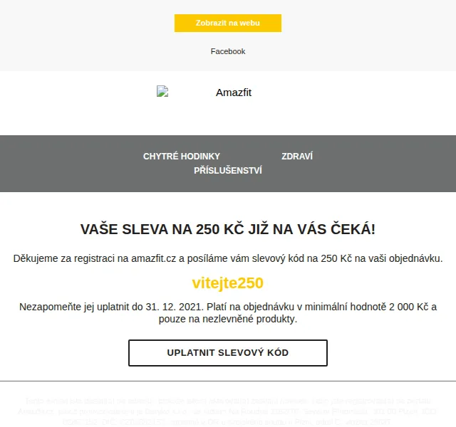 Amazfit.cz: Slevový kód 250 Kč – červen 2026 | Nuslet.cz