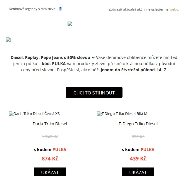 UrbanStore: Diesel, Replay a Pepe Jeans s 50% slevou – červenec 2026 | Nuslet.cz