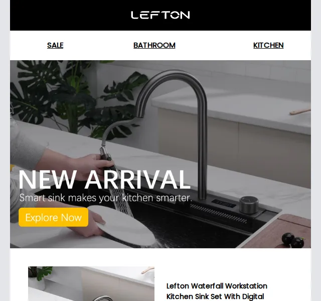 Lefton Sanitary: chytrý dřez s vodopádem za 749 $ – červen 2026 | Nuslet.cz