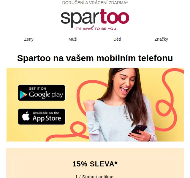 Spartoo: 15% sleva na boty – 15% na aplikaci – červen 2026 | Nuslet.cz