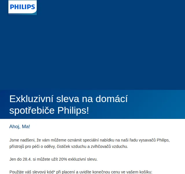 Philips: 20% sleva na domácí spotřebiče – červen 2026 | Nuslet.cz