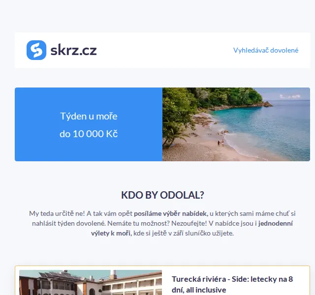 Skrz: Moře do 10 000 Kč – červenec 2026 | Nuslet.cz