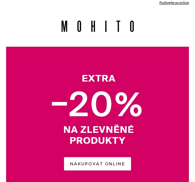 MOHITO: -20 % na zlevněné produkty – červen 2026 | Nuslet.cz