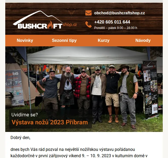 Bushcraftshop: Výstava nožů Příbram 2023 a soutěž o pilu – září 2023 | Nuslet.cz
