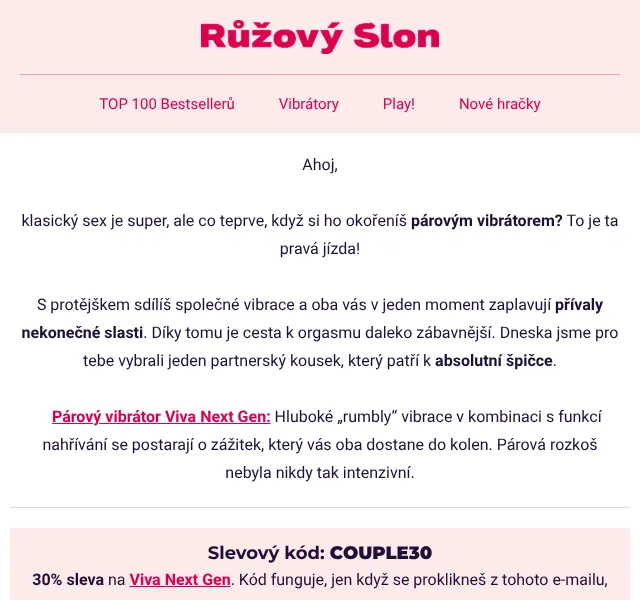RuzovySlon.cz: Párový vibrátor Viva Next Gen – 30 % sleva | Nuslet.cz