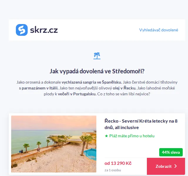 Skrz: Dovolená ve Středomoří od 7 999 Kč – červen 2026 | Nuslet.cz