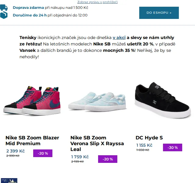 SNOWBOARD ZEZULA: Tenisky Nike, Vans až -35 % – červen 2026 | Nuslet.cz