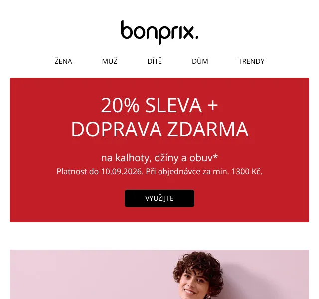 Bonprix: 20 % sleva + doprava zdarma na džíny a obuv