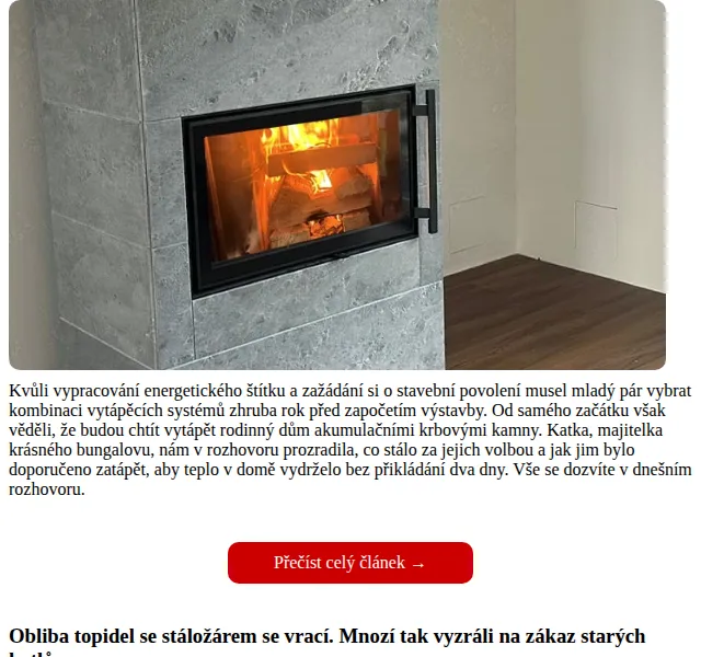 Dřevostavitel: akumulační kamna a topení – červenec 2026 | Nuslet.cz