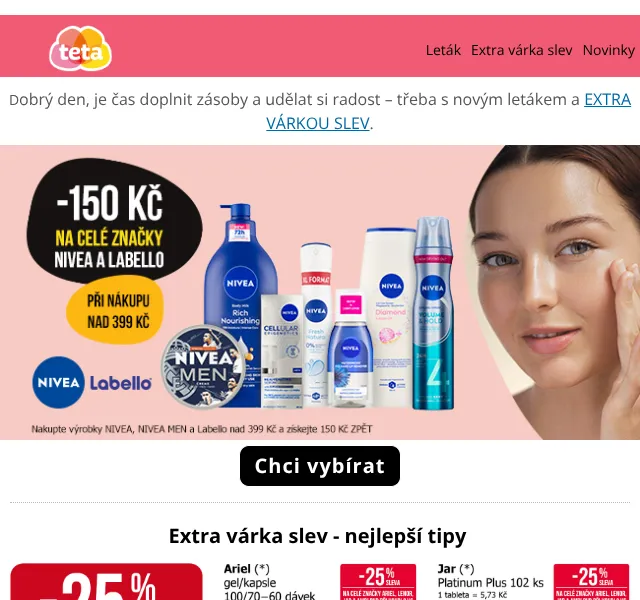Teta drogerie: Leták + extra slevy – srpen 2026