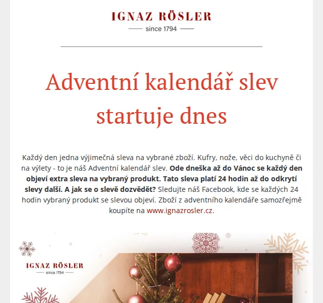 Ignazrosler.cz: Adventní kalendář slev startuje – červenec 2026 | Nuslet.cz