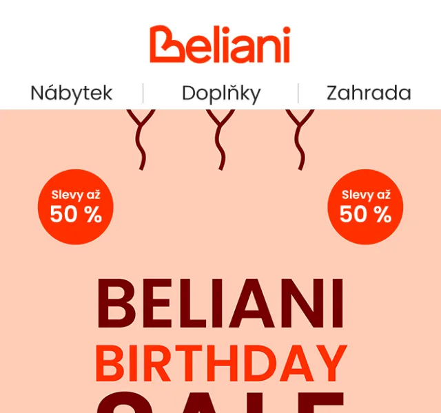 Beliani.cz: Narozeninový výprodej až 50 % – červen 2026