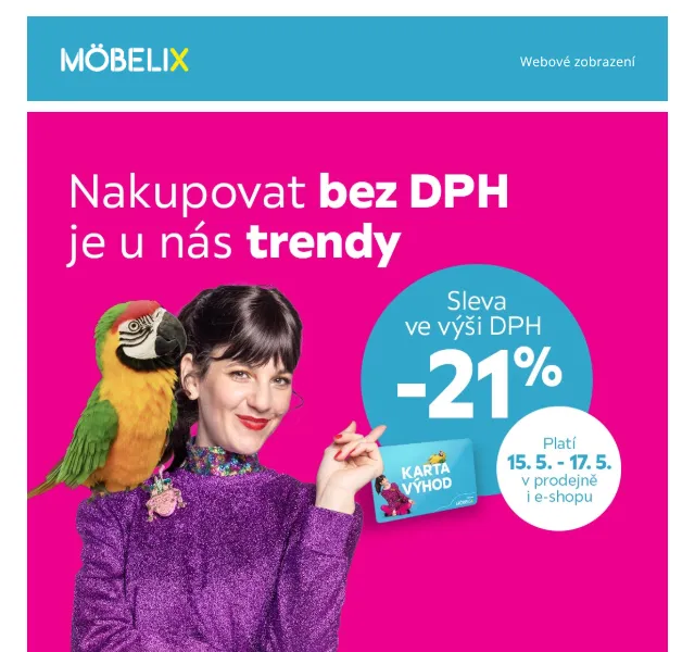 Möbelix: Sleva -21 % DPH na nábytek – květen 2026 | Nuslet.cz
