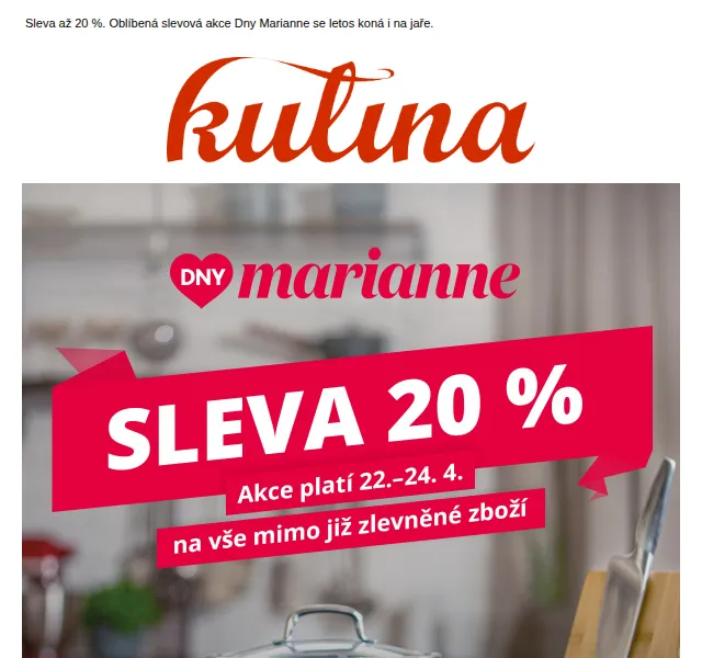 KULINA.cz: Dny Marianne sleva 20 % – červen 2026 | Nuslet.cz