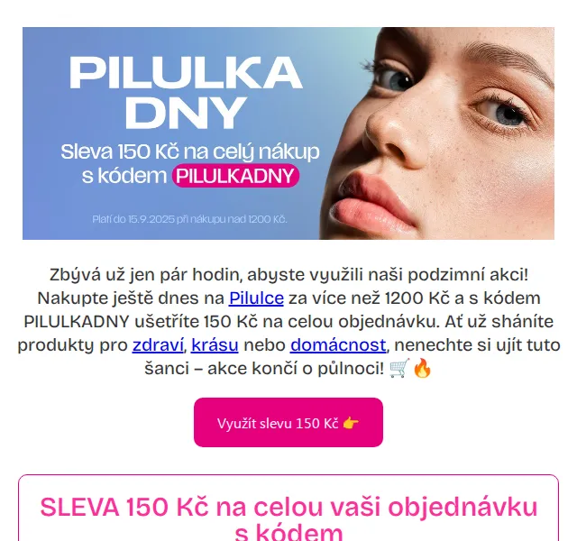 Pilulka.cz: Sleva 150 Kč na celou objednávku – září 2026 | Nuslet.cz