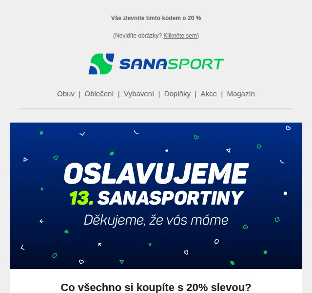 Sanasport: 20% sleva na celý sortiment – červen 2026 | Nuslet.cz