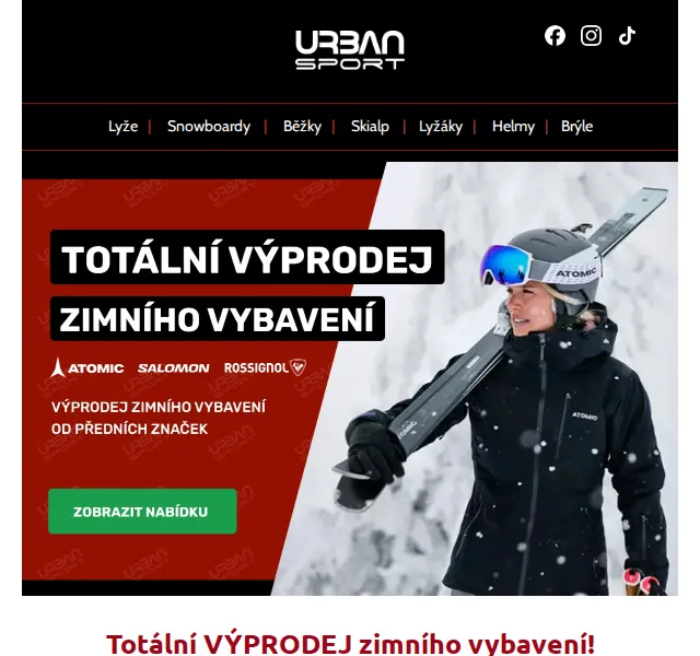 Urban Sport: Totální výprodej zimního vybavení až 50% – červen 2026 | Nuslet.cz