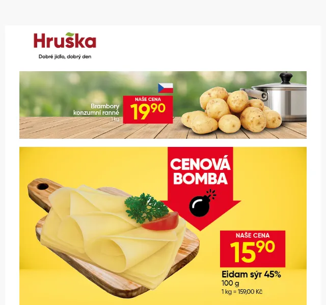 Hruška: Jihlavanka 219 Kč, Eidam 45 % – červen 2026