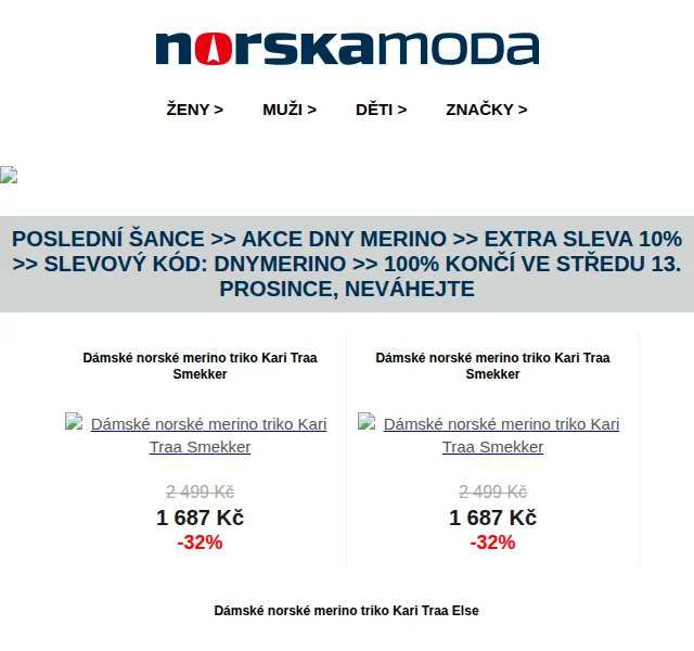 Norskamoda.cz: DNY MERINO extra sleva 10 % a akce až -33 % – červenec 2026 | Nuslet.cz