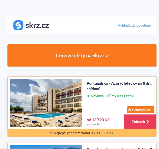Cenové úlety: Azory od 13 790 Kč, Turecko od 11 190 Kč – červenec 2026 | Nuslet.cz