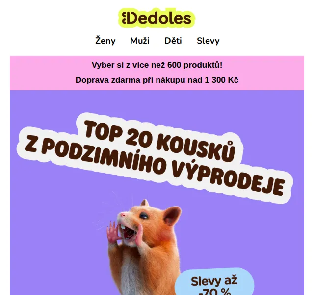 Dedoles.cz: podzimní výprodej se slevou až -70 % – červenec 2026 | Nuslet.cz